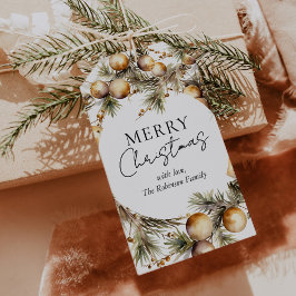 Etiquetas Para Regalos Navidades de la Foliage Gold de acuarela festiva