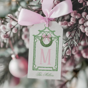 Etiquetas Para Regalos Navidades de la Preppy Chinoiserie Monograma Pagod