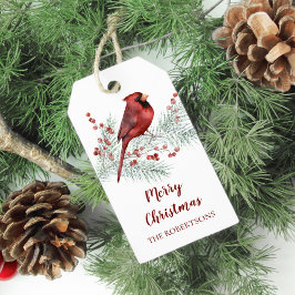 Etiquetas Para Regalos Navidades de la rama del cardenal rojo Snowy Pine