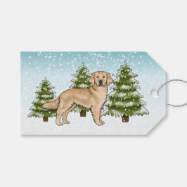 Etiquetas Para Regalos Navidades de Nieve Azul de Perro con Aroma Dorado 