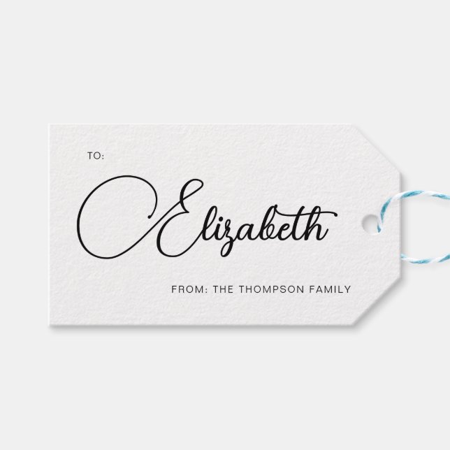 Etiquetas Para Regalos Navidades de nombres de caligrafía moderna simple (Frente (Horizontal))