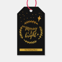 Etiquetas Para Regalos Navidades de oro y negro sencillos y brillantes