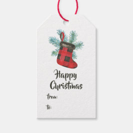 Etiquetas Para Regalos Navidades de oso de Búfalo Fun Plaid Lumberjack