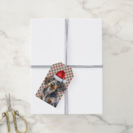 Etiquetas Para Regalos Navidades de perrito Dachshund Hair de Plaid