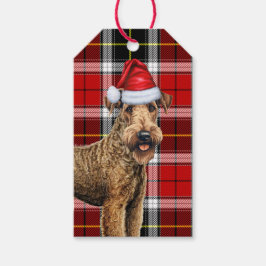 Etiquetas Para Regalos Navidades de Perro Airedale Terrier de vacaciones