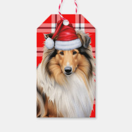 Etiquetas Para Regalos Navidades de perro collie en vacaciones