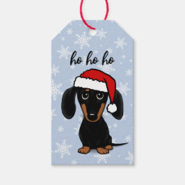 Etiquetas Para Regalos Navidades de perros Dachshund Santa Black y Tan Wi