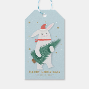 Etiquetas Para Regalos Navidades de personalizable Bunny Gift Tag con árb