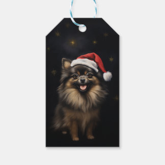 Etiquetas Para Regalos Navidades de personalizable negro y tan pomerano
