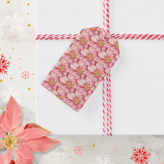 Etiquetas Para Regalos Navidades de Poinsettia Rosa