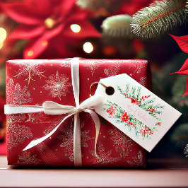 Etiquetas Para Regalos Navidades de poinsettia y vegetación acuática