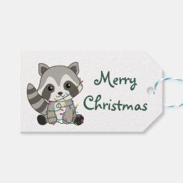 Etiquetas Para Regalos Navidades de Raccoon Nieve Sombrero de Camionero d