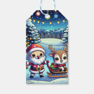 Etiquetas Para Regalos Navidades de renos y Santa Personalizados