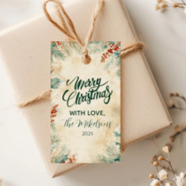 Etiquetas Para Regalos Navidades de Rustic Holly y Pine