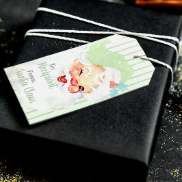 Etiquetas Para Regalos Navidades de Sage Green Vintage Winking Santa Clau