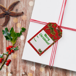 Etiquetas Para Regalos Navidades de Sea Stars Holly Red Beach