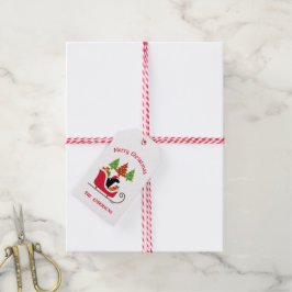 Etiquetas Para Regalos Navidades de Silhouette de Labrador Negro Sleigh