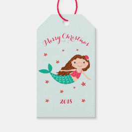 Etiquetas Para Regalos Navidades de Sirenas Red Aqua Personalizada
