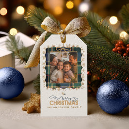 Etiquetas Para Regalos Navidades de Tartán Trim Una plantilla de fotograf