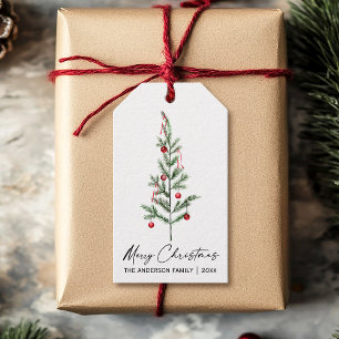 Etiquetas Para Regalos Navidades de tinta de caligrafía de árbol de pino 