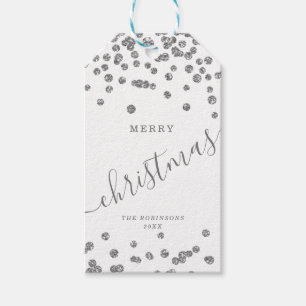 Etiquetas Para Regalos Navidades de vacaciones de plata Purpurina Confett