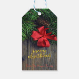 Etiquetas Para Regalos Navidades de vacaciones ramas de árbol de pino, ar