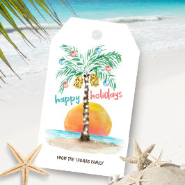 Etiquetas Para Regalos Navidades del Island Holiday Palm Tropical Beach