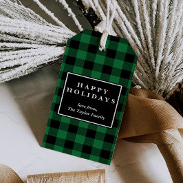 Etiquetas Para Regalos Navidades del patrón de relleno de búfalo verde