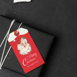 Etiquetas Para Regalos Navidades del Vintage Retro Jolly Santa Claus