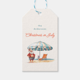 Etiquetas Para Regalos Navidades del Watercolor Santa Claus Beach en juli