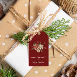 Etiquetas Para Regalos Navidades elegantes Poinsettia Red oscuro
