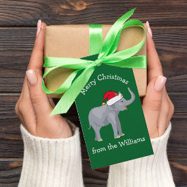 Etiquetas Para Regalos Navidades Elephant Cute Personalizado Niños Verdes