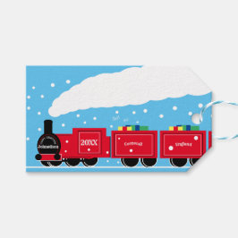 Etiquetas Para Regalos Navidades en tren de vapor en la nieve