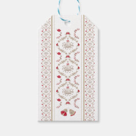 Etiquetas Para Regalos Navidades festivos Floral Damask | Beige rojo