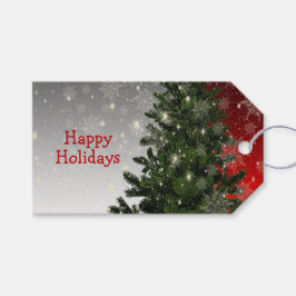 Etiquetas Para Regalos Navidades Fiesta Green Tree Red Silver Snowflakes