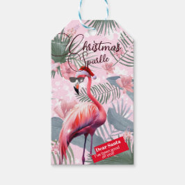 Etiquetas Para Regalos Navidades Flamingo Luces Tropicales