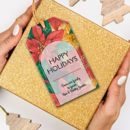 Etiquetas Para Regalos Navidades florales de Poinsettias Rojas