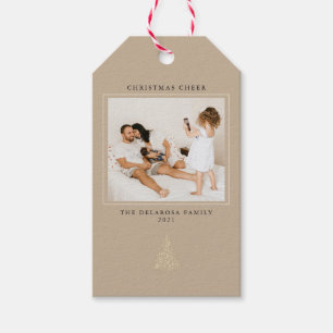 Etiquetas Para Regalos Navidades fotográficos modernos con un árbol dorad
