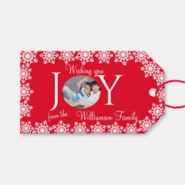 Etiquetas Para Regalos Navidades fotográficos rojos blancos copos de niev