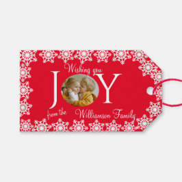 Etiquetas Para Regalos Navidades fotográficos rojos con copo de nieve bla