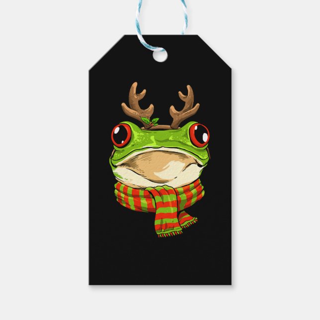 Etiquetas Para Regalos Navidades Frog Toad Santa Clause Reindeer Xmas (Anverso)