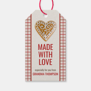 Etiquetas Para Regalos Navidades Heart Cookie Tartan Plaid