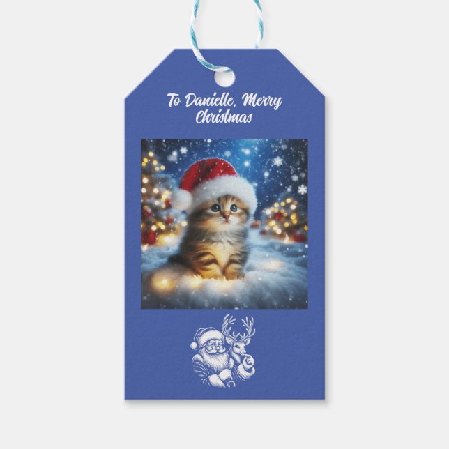 Etiquetas Para Regalos Navidades Hermoso Kitten (Anverso)