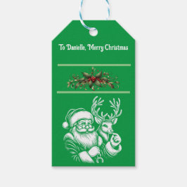 Etiquetas Para Regalos Navidades Hermoso Santa Claus en verde
