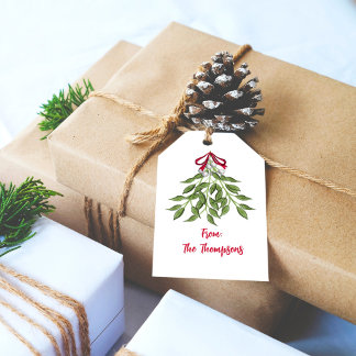 Etiquetas Para Regalos Navidades Holiday Watercolor Merry Mistletoe Cute