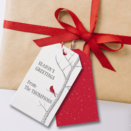 Etiquetas Para Regalos Navidades Holiday Winter Birch Tree Red Cardinal
