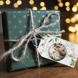 Etiquetas Para Regalos Navidades Holly Botanical Greenery Photo Navy