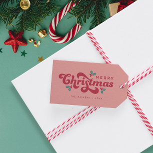 Etiquetas Para Regalos Navidades Holly Jolly de la Retro Funky 70