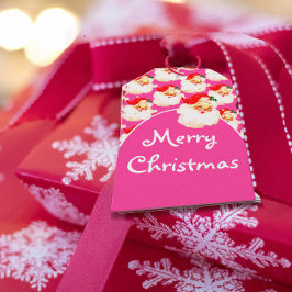 Etiquetas Para Regalos Navidades Jolly Santa Claus Merry Pink Greeting