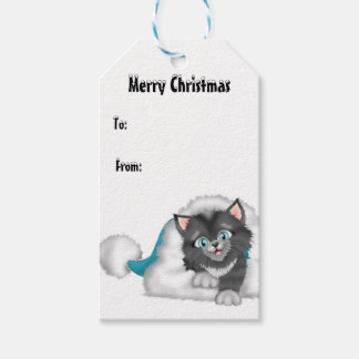 Etiquetas Para Regalos Navidades Kitty con Gorra azul